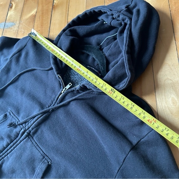 Brandy Melville Sz S Black Cropped Relaxed Hooded Full Zip Sweater - Picture 9 of 11